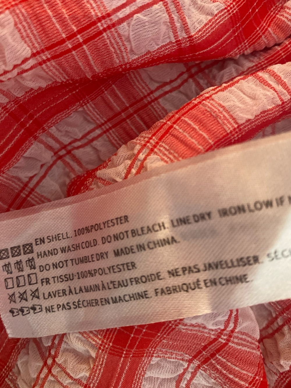 En Saison Red Plaid Smocked Milkmaid Top Puff Sleeve Peplum Cottagecore S - Picture 10 of 13